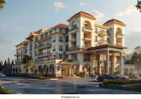 Luxury Architectural Design of a Multi-story Apartment Building Exterior