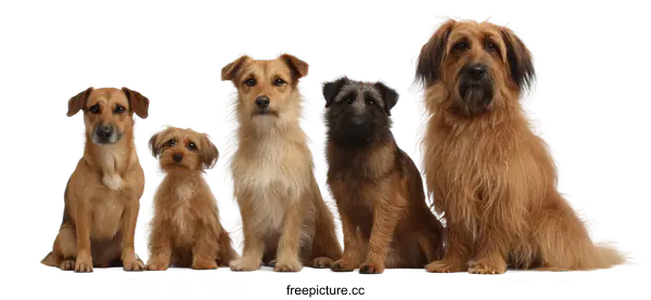 [Transparent Background PNG]Group of Diverse Dog Breeds Against White Background