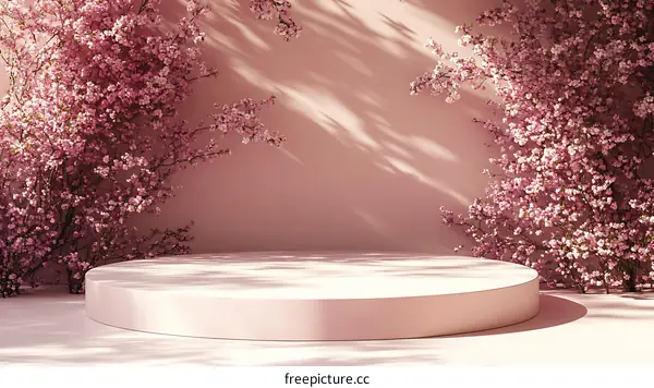 Pink Cherry Blossom Display Podium
