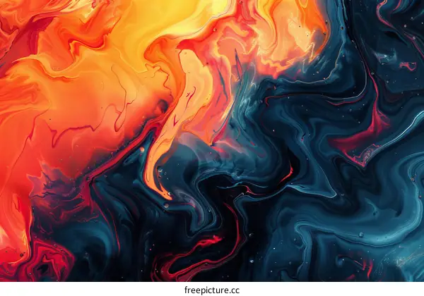 Abstract Fluid Painting in Vibrant Colors