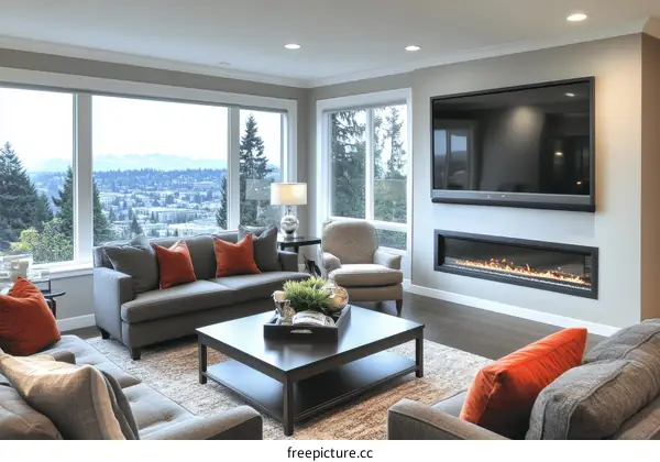 Modern Living Room with Stunning City Views