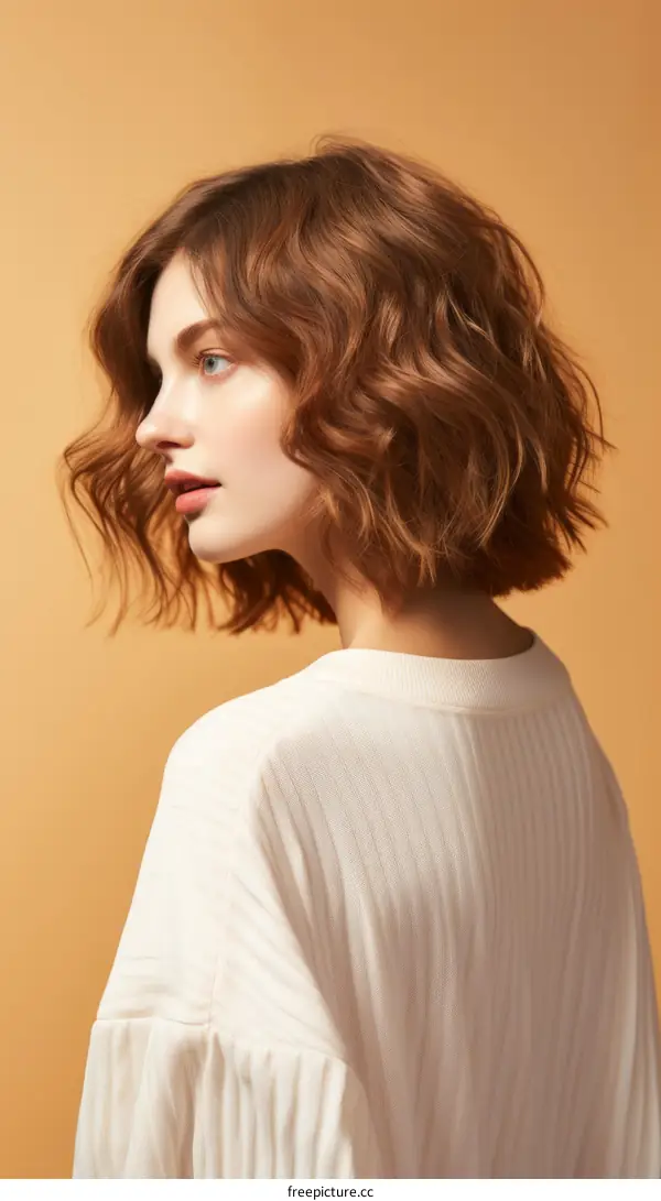 portrait of a young woman with short brown hair