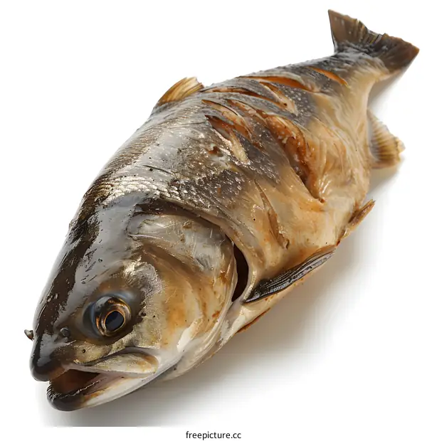 Grilled Fish on White Background