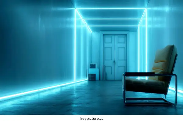 Neon Light Corridor Interior Design Illustration