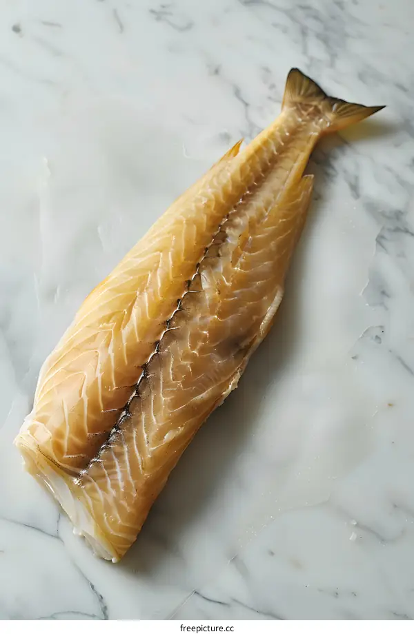 Smoked Haddock Fillet on Marble Background