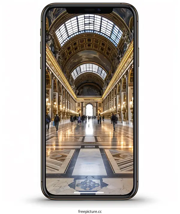 Golden Hallway Of Palace On A Phone Screen