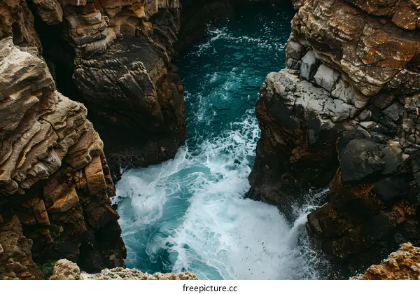 Ocean Water Crashing Through Cliffside Opening