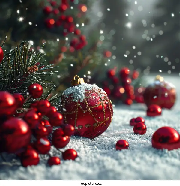 Christmas Decorations with Snow