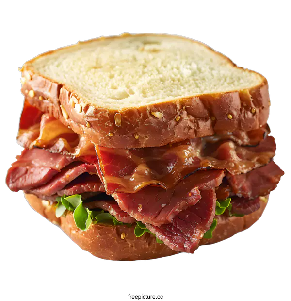 [Transparent Background PNG]Bacon and Pastrami Sandwich