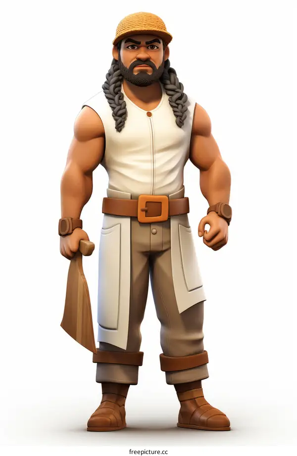 Male islander villager holding a wooden plank