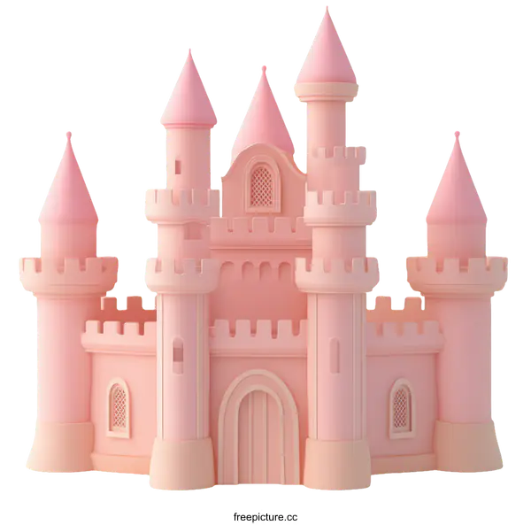 [Transparent Background PNG]Pink Princess Castle Illustration