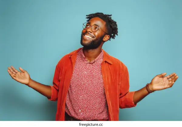 Happy Black Man Presenting  Positive Energy