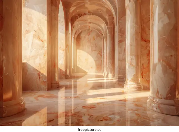 Grand Marble Corridor with Sunlight