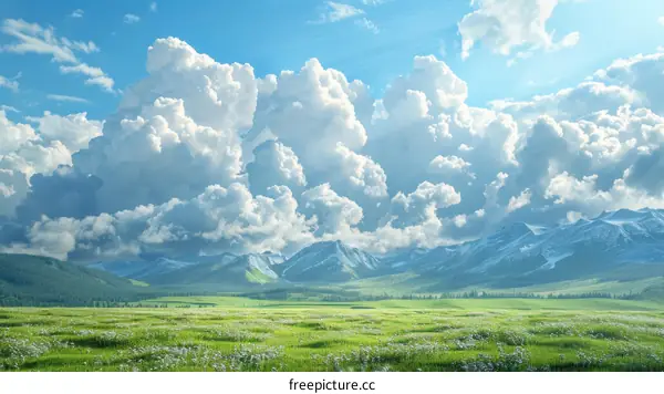 Vast Meadow Scenery Under Majestic Clouds