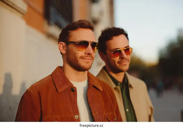 Two Caucasian Men Wearing Sunglasses Outdoors