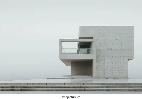 Modern Concrete Building Balcony with Steps