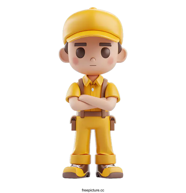 [Transparent Background PNG]3D Illustration of a Confident Delivery Worker