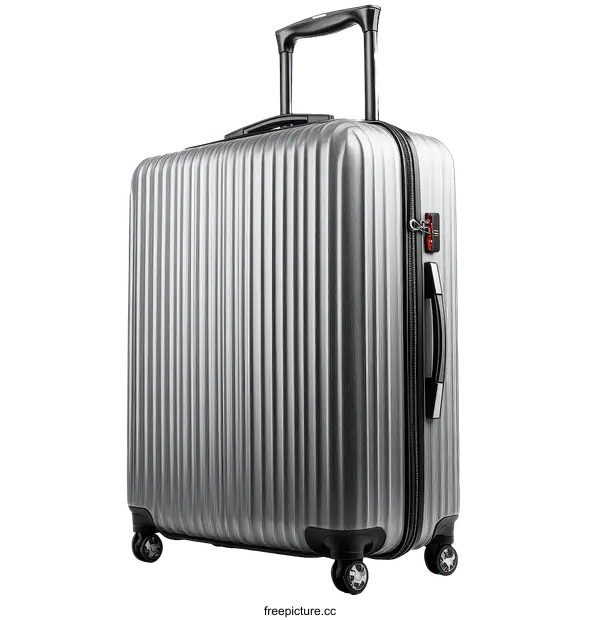 [Transparent Background PNG]Modern Silver Travel Suitcase Design