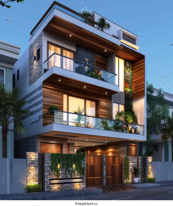 Modern House Facade Design Illustration