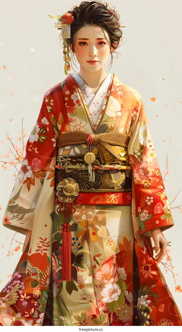 A Japanese Geisha in a Kimono