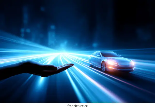 Future Technology Car Driving Through Digital Highway