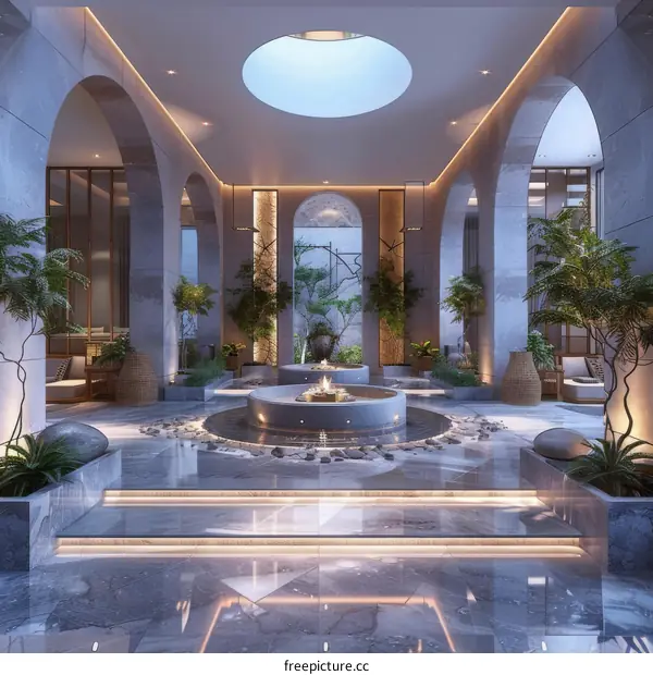 Modern Architectural Interior Design with Water Feature