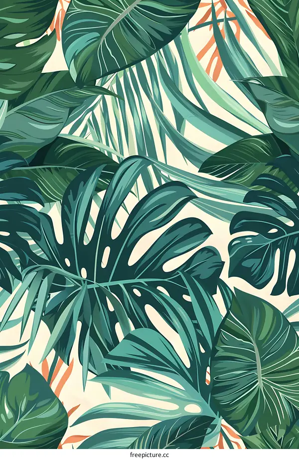 Tropical Leaves Seamless Pattern Illustration