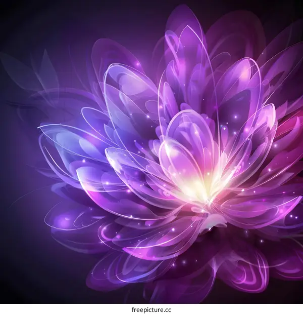 Abstract Purple Flower with Glowing Lights