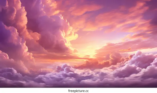 above the cloudscape during sunset