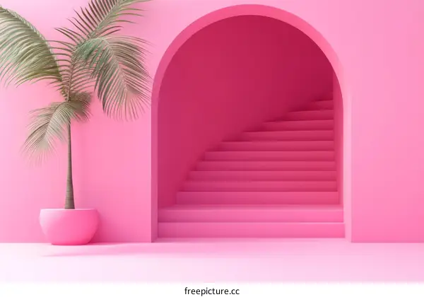 Pink Minimalist Interior Design Illustration with Steps