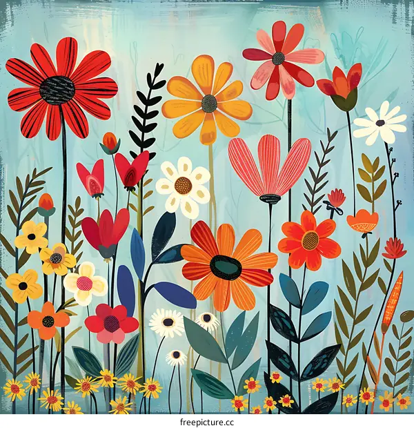 Colorful Abstract Flower Garden Art