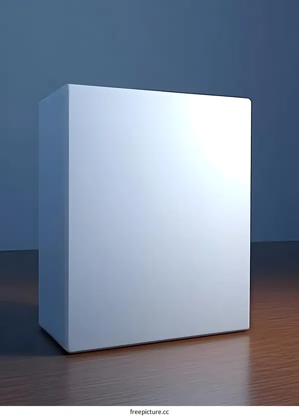 White Blank Cube Box On Wooden Table
