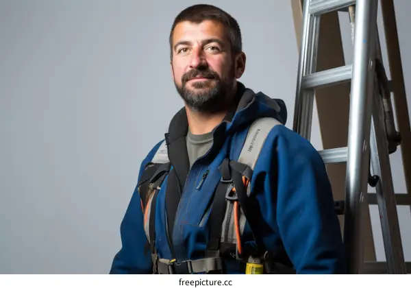 Portrait of a male construction worker wearing a hard hat and safety vest