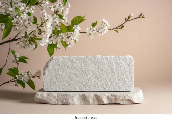 Spring Blossom and Stone Display