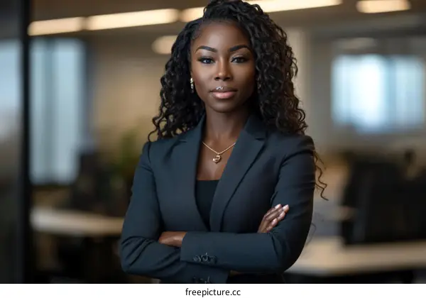 Confident Black Professional Woman in Business Suit