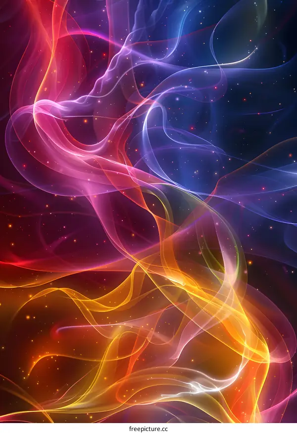 Colorful smoke flowing in space