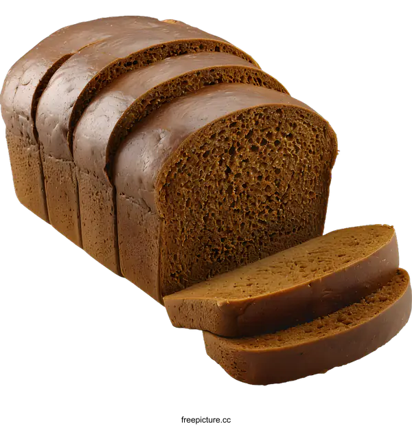 [Transparent Background PNG]Sliced Brown Bread Loaf Isolated on White Background