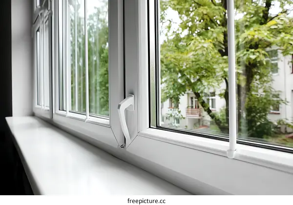 Modern White Window with City View