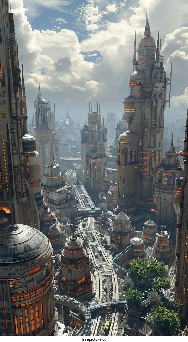 Futuristic Cityscape Aerial View