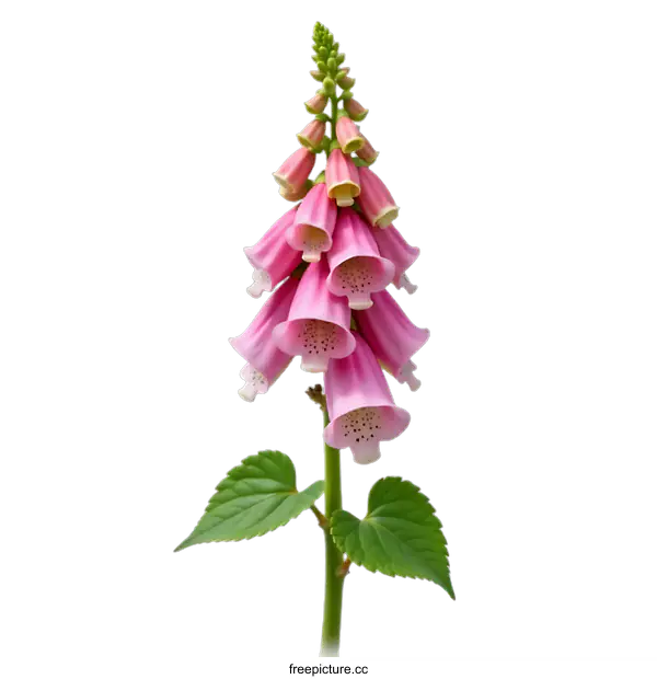 [Transparent Background PNG]Pink Foxglove Flower Isolated On transparent background