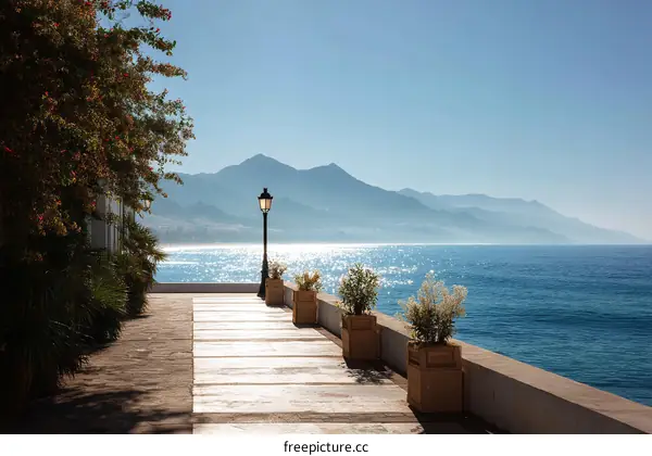 Coastal Walkway with Mountain View