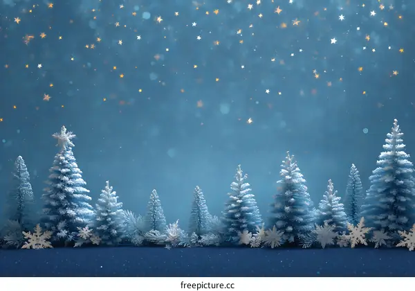 Winter Christmas Trees Snowy Background
