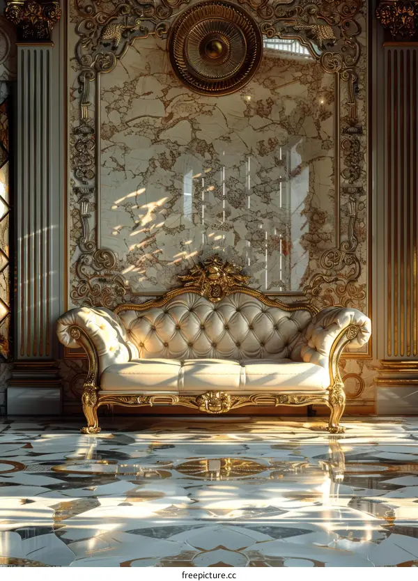 Luxurious Palace Interior with Golden Sofa