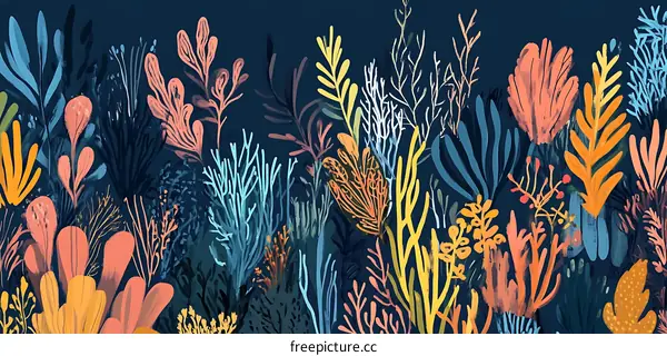 Colorful Underwater Seaweed Abstract Illustration
