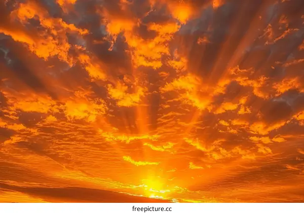 A setting sun casts a golden glow on the clouds