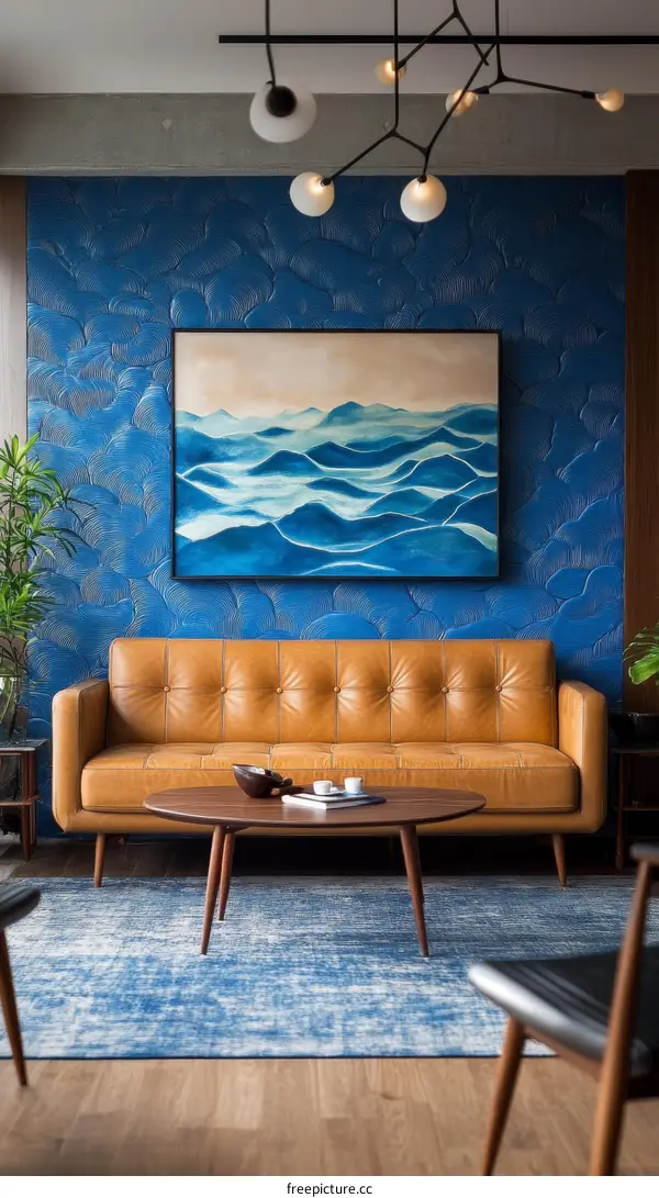 Modern Living Room Interior Design with Coastal Artwork