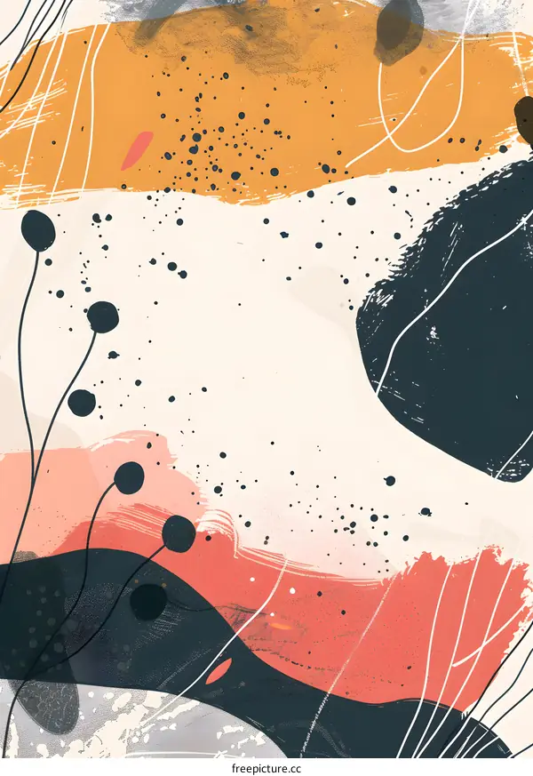 Abstract Art Painting with Orange, Pink, and Blue Colors