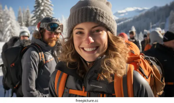 portrait of a smiling woman in winter gear