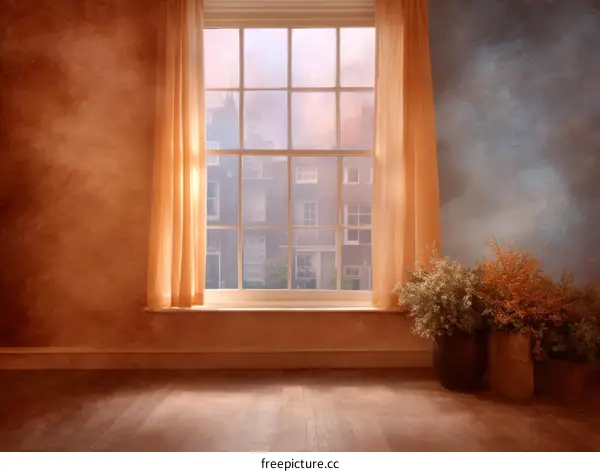 Warm Interior View with Window and Plants