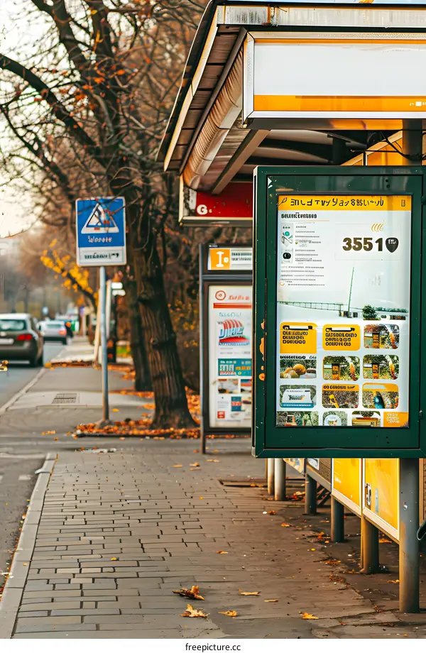 Bus Stop With Posters and Ads in the City